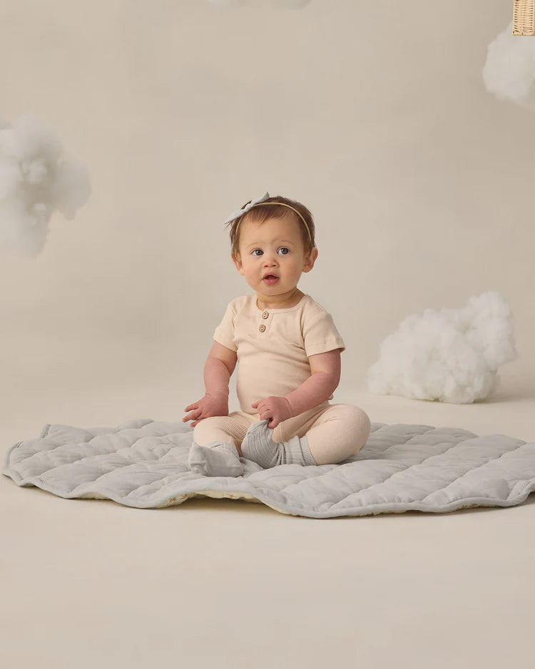 Ribbed Henley Bodysuit | Ecru | Quincy Mae
