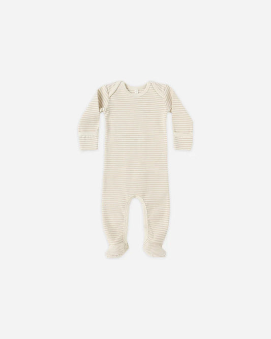 Baby Footie Sleeper | Oat Micro Stripe | Quincy Mae