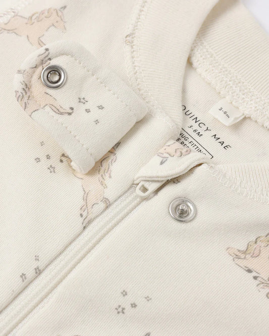 Zip Longsleeve Sleeper | Unicorns | Quincy Mae