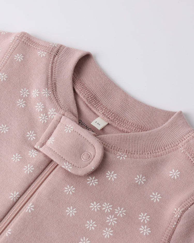 Zip Longsleeve Sleeper | Mauve Daisy | Quincy Mae