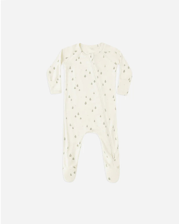 Bamboo Zip Footie | Trees | Quincy Mae