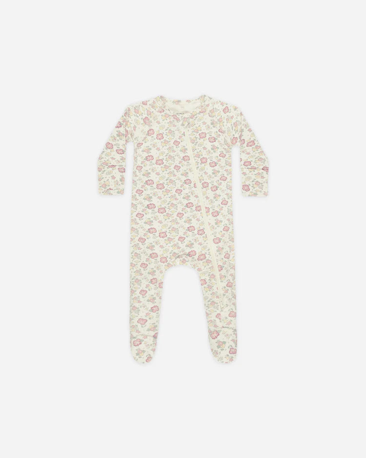 Bamboo Zip Footie | Bloom | Quincy Mae