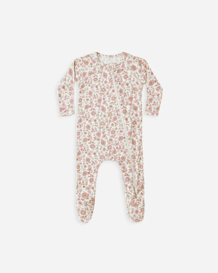 Bamboo Zip Footie | Bloom | Quincy Mae
