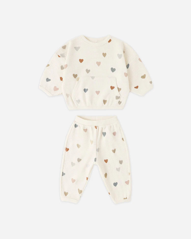 Waffle Sweater Set | Confetti Hearts | Quincy Mae