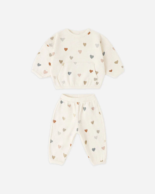 Waffle Sweater Set | Confetti Hearts | Quincy Mae