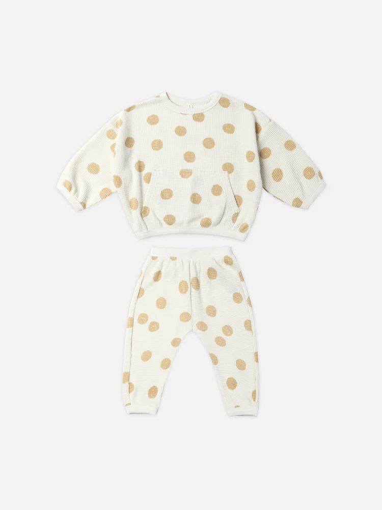 Waffle Sweater + Pant Set | Quincy Mae | Butter Dots