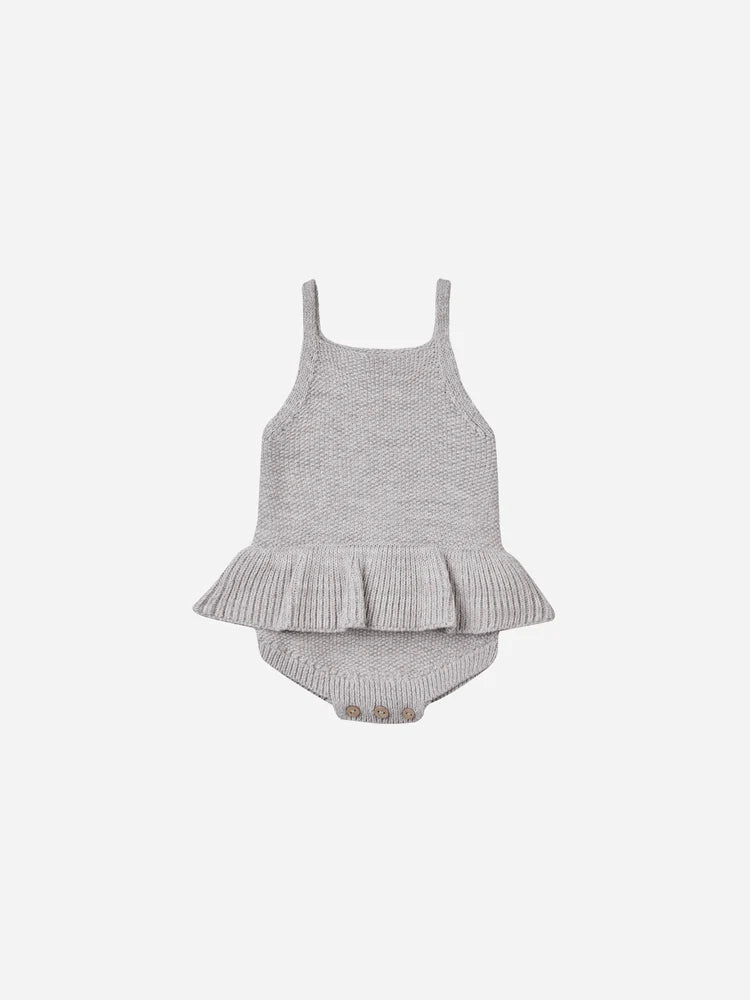 Knit Ruffle Romper | Quincy Mae | Heathered Periwinkle