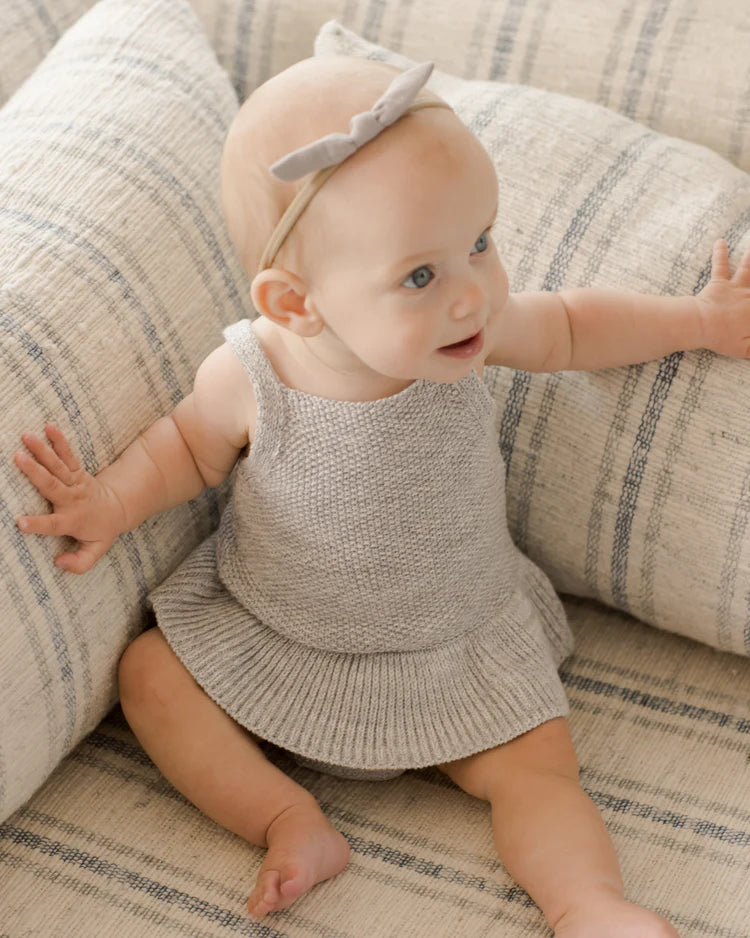 Knit Ruffle Romper | Quincy Mae | Heathered Periwinkle