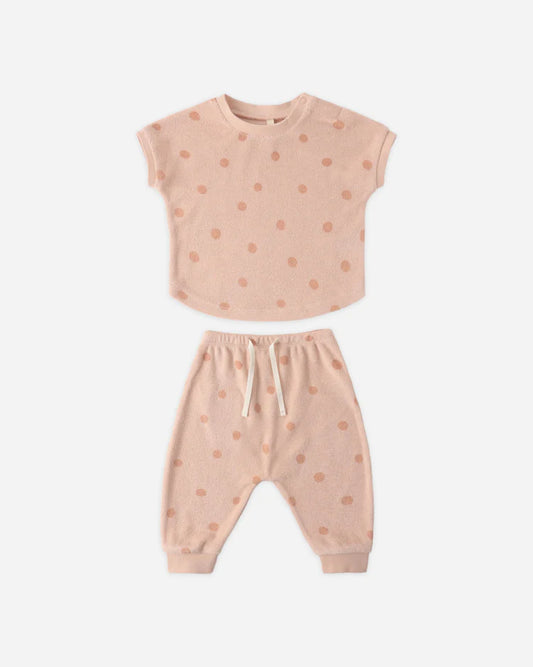 Terry Tee + Pant Set | Polka Dot | Quincy Mae