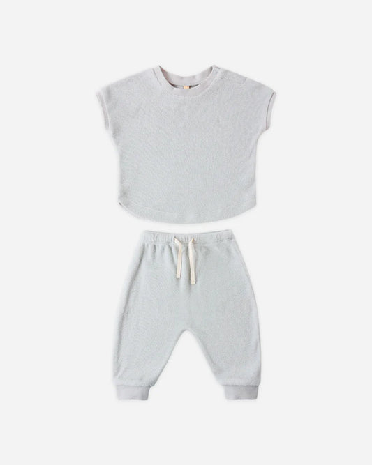 Terry Tee + Pant Set | Sky | Quincy Mae