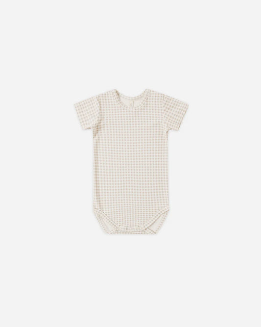 Bamboo Short Sleeve | Oat Gingham | Quincy Mae