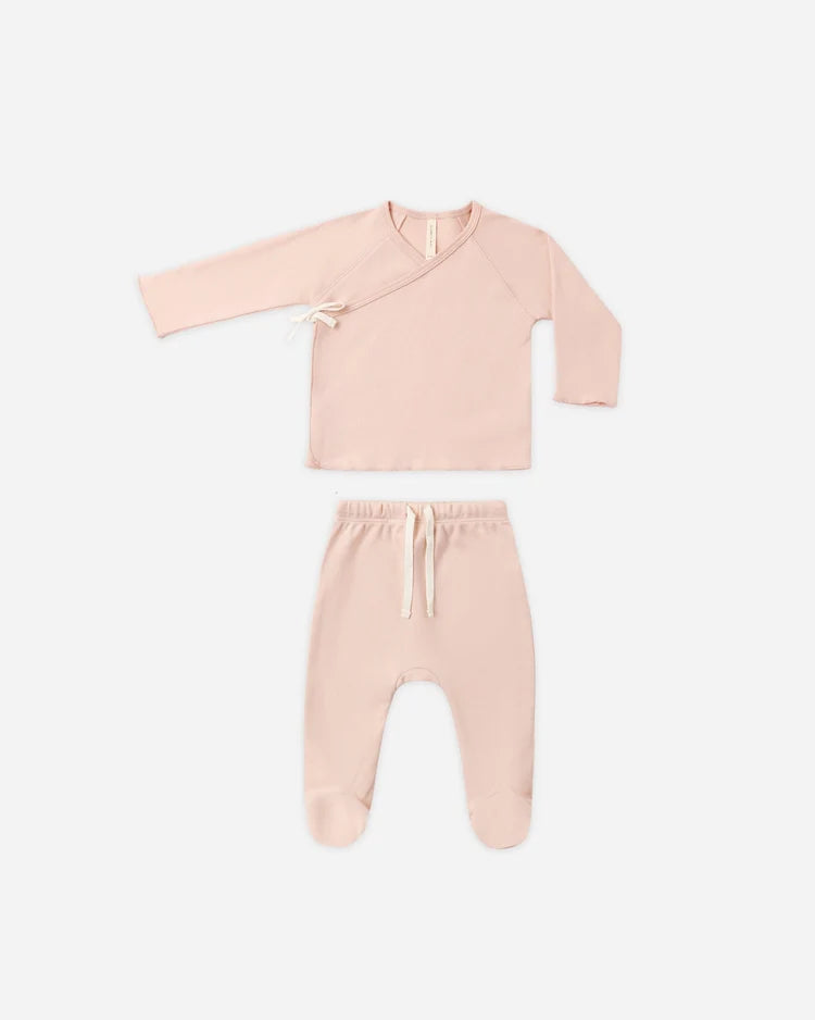 Wrap Top + Footed Pant Set | Dusty Rose | Quincy Mae
