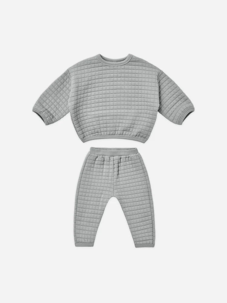 Quilted Sweater + Pant Set | Quincy Mae | Dusty Blue