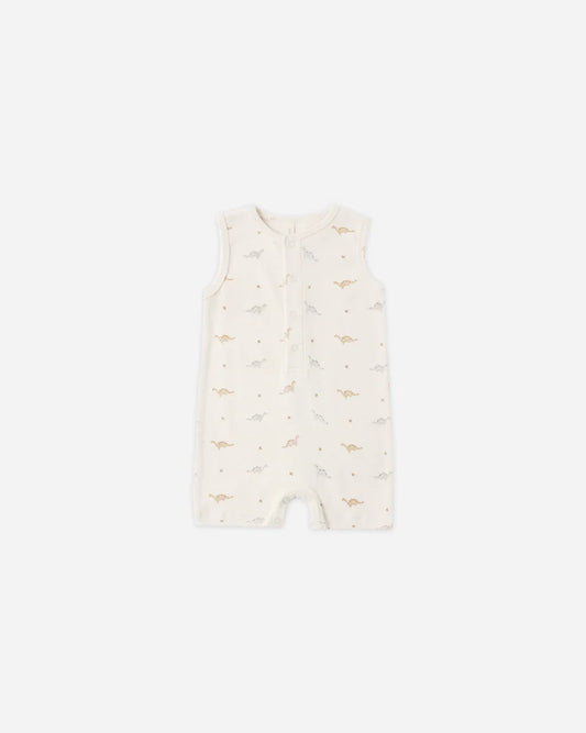 Ribbed Henley Romper | Dinos | Quincy Mae