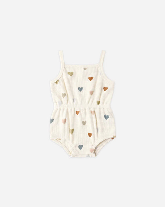 Waffle Cinch Romper | Confetti Hearts | Quincy Mae