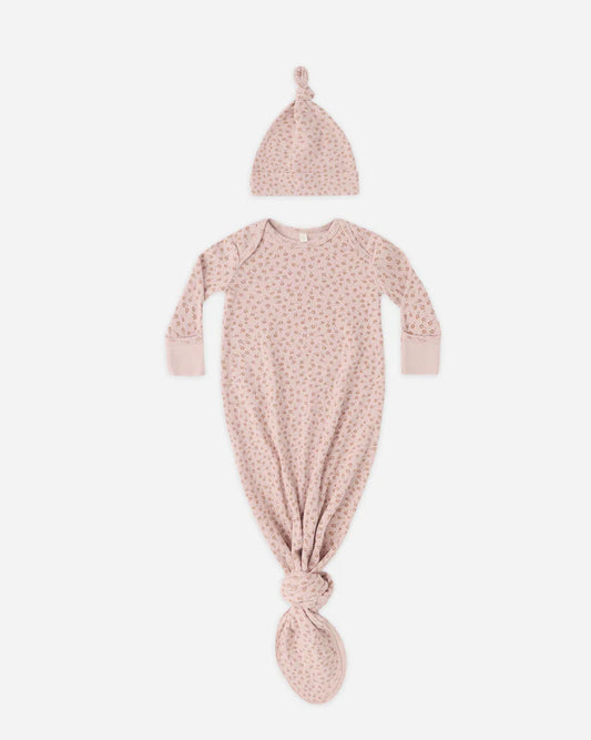 Knotted Baby Gown + Hat Set | Posy | Quincy Mae
