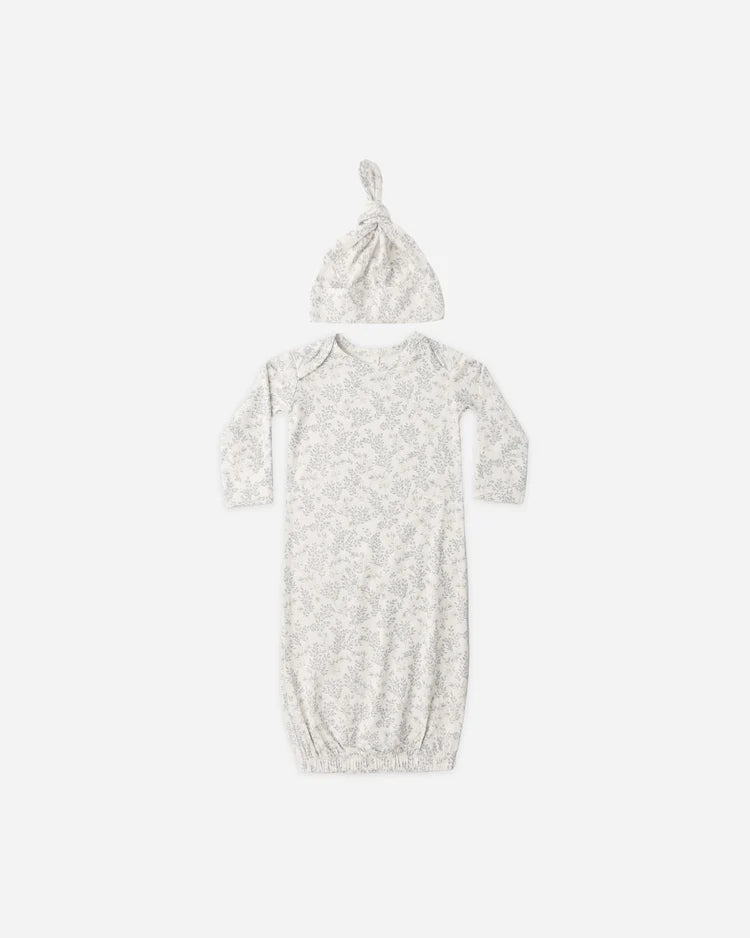 Bamboo Baby Gown + Hat Set | Cloud Floral | Quincy Mae