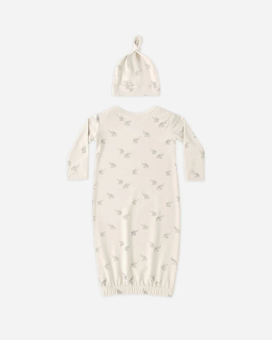Bamboo Baby Gown + Hat Set | Elephants | Quincy Mae