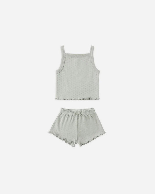 Pointelle Tank + Shortie Set | Sage | Quincy Mae