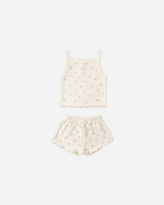 Pointelle Tank + Shortie Set | Petit Fleur | Quincy Mae