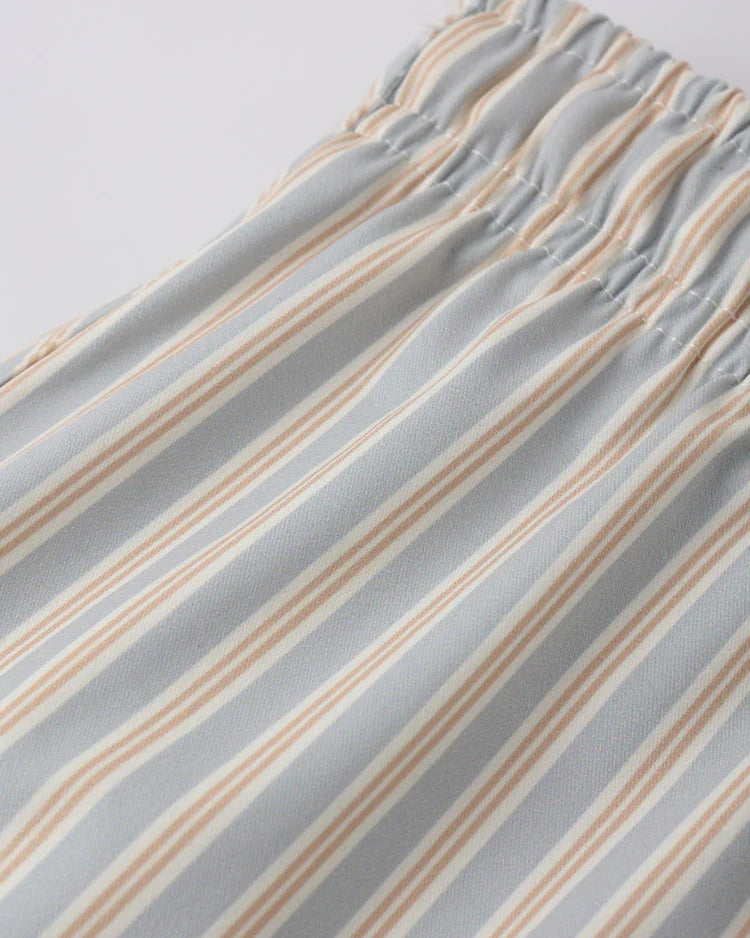 Boys Swim Short | Blue + Butterscotch Stripe | Quincy Mae