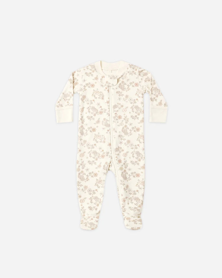 Zip Long Sleeve Sleeper Footie | Floral Vine | Quincy Mae