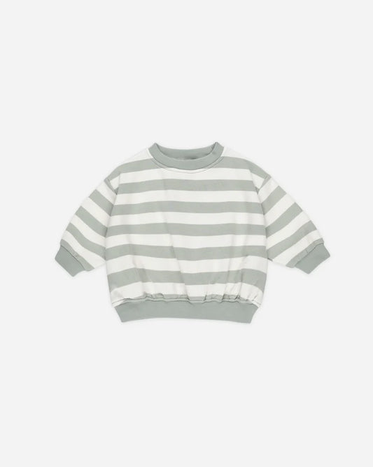 Relaxed Sweatshirt | Sage Stripe | Quincy Mae