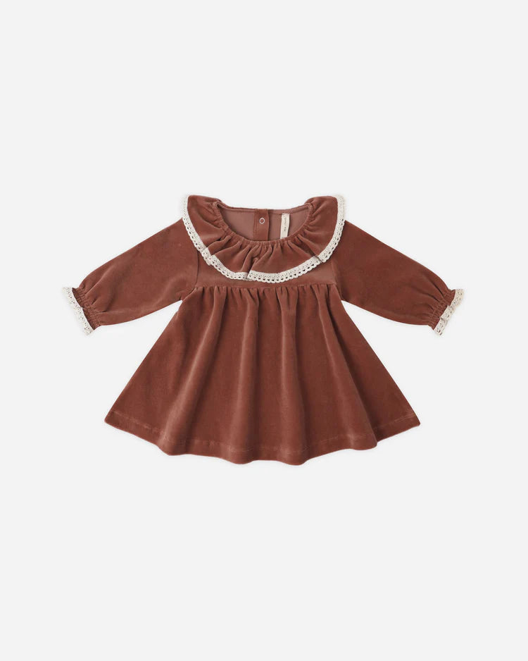 Velour Baby Dress | Cranberry | Quincy Mae