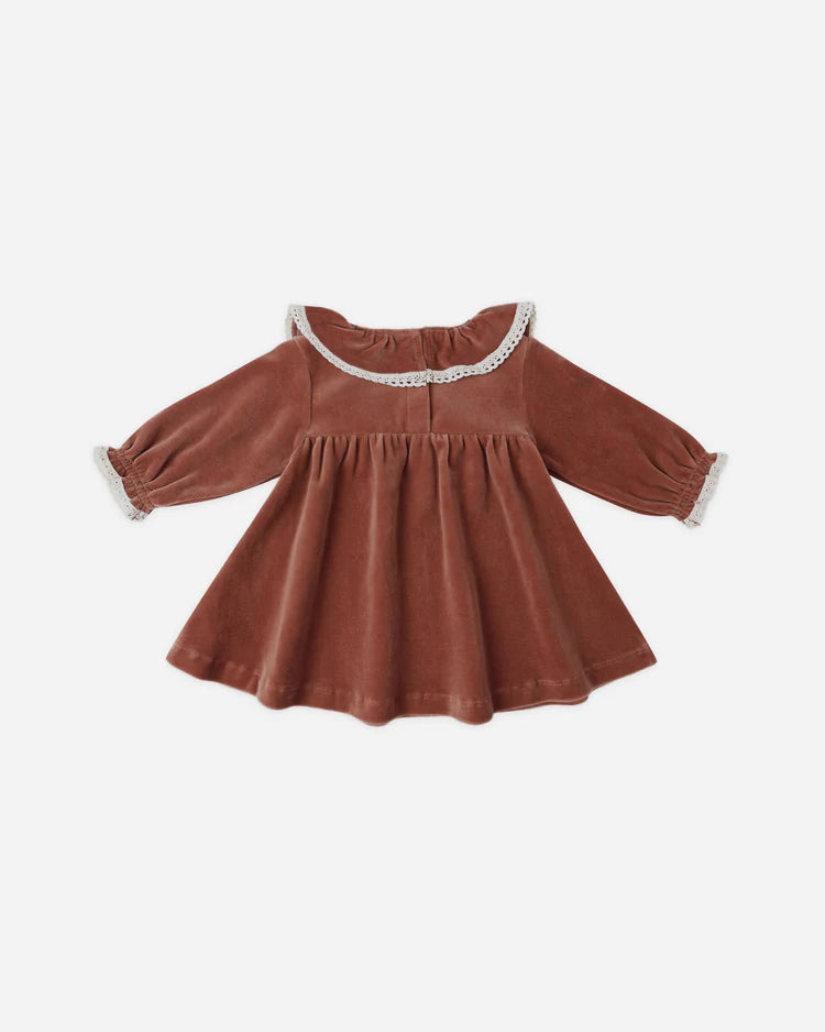 Velour Baby Dress | Cranberry | Quincy Mae