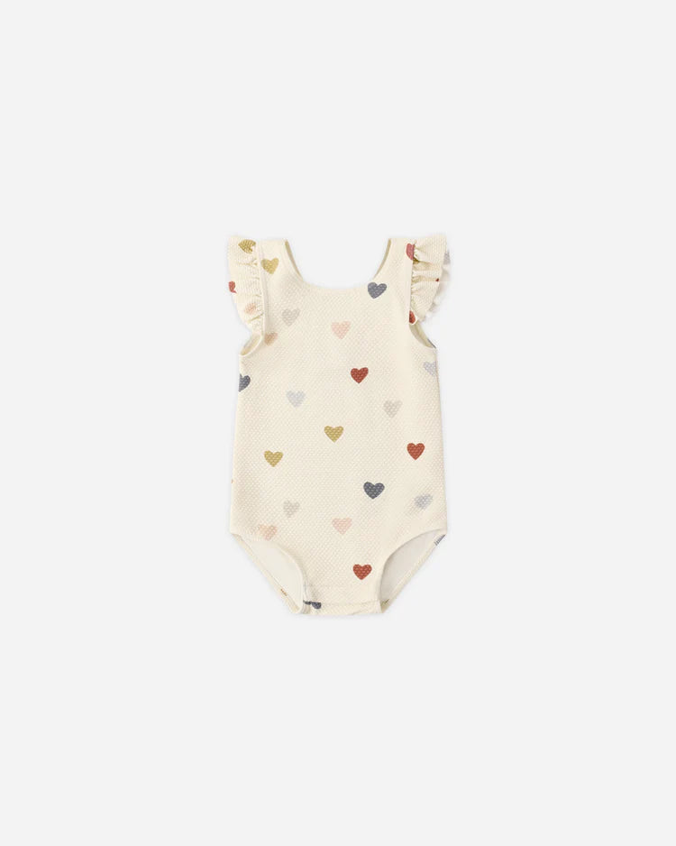 Scoop Back One-Piece Swimsuit | Confetti Hearts | Quincy Mae