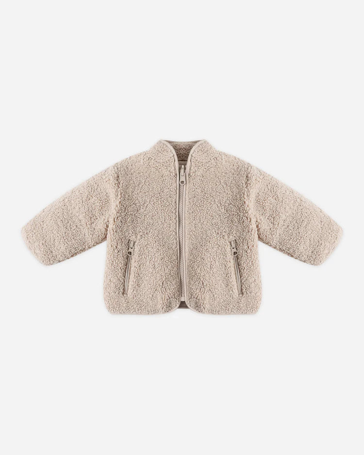 Shearling Zip Jacket | Oat | Quincy Mae