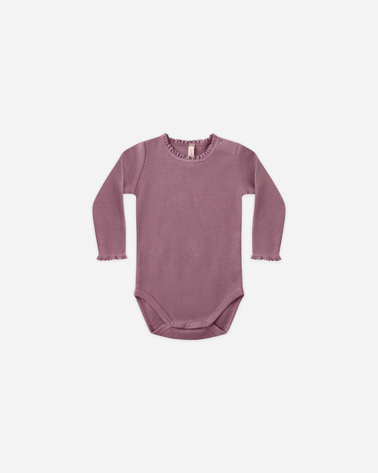 Waffle Long Sleeve Bodysuit | Mulberry | Quincy Mae