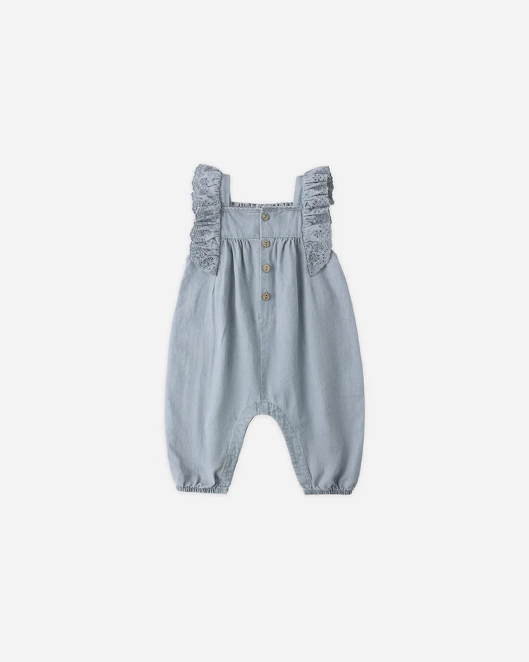Nova Romper | Lightweight Denim | Quincy Mae