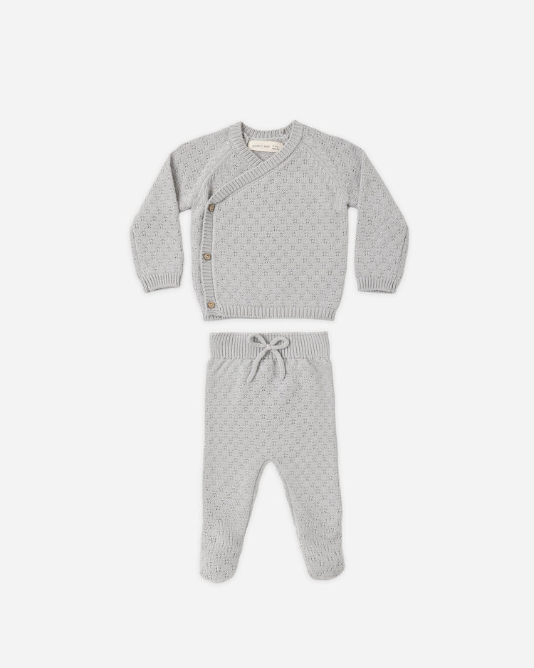 Knit Wrap Top + Pant Set | Cloud | Quincy Mae