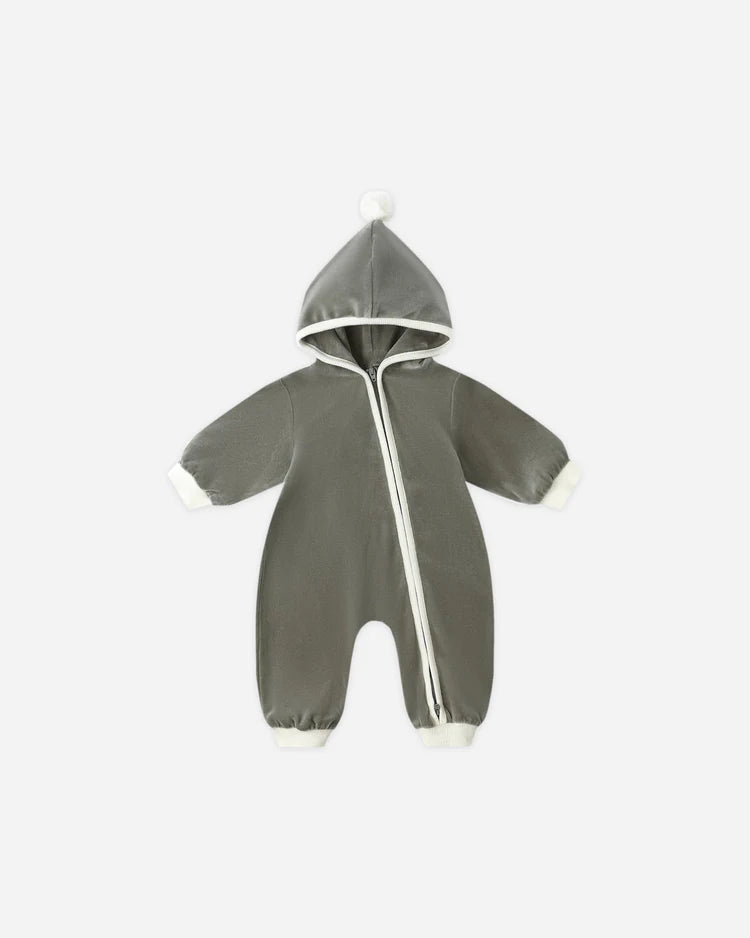 Velour Zip Jumpsuit | Forest | Quincy Mae