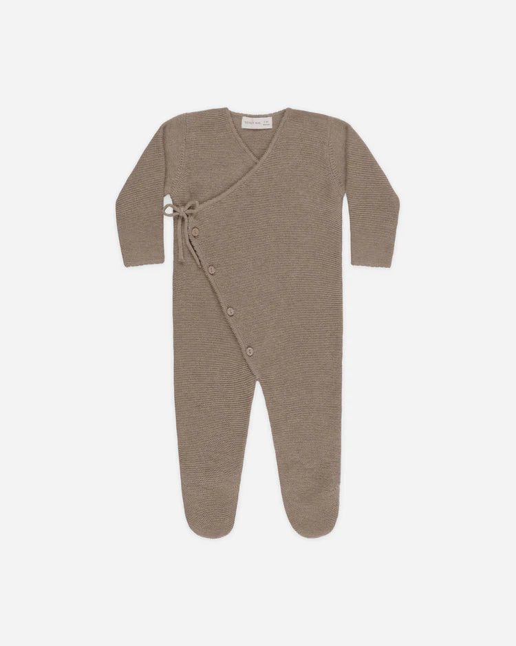 Wrap Knit Footie | Heathered Mocha | Quincy Mae