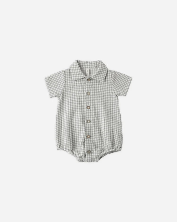 Matteo Romper | Sage Gingham | Quincy Mae