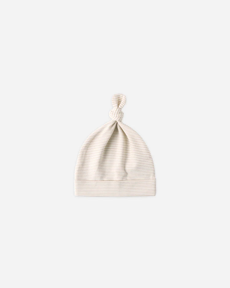 Knotted Baby Hat | Oat Micro Stripe | Quincy Mae