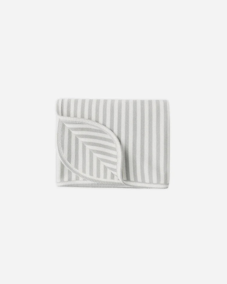 Waffle Baby Blanket | Sage Stripe | Quincy Mae