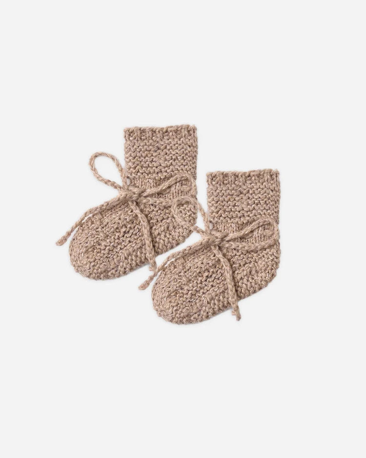 Knit Booties | Heathered Almond | Quincy Mae