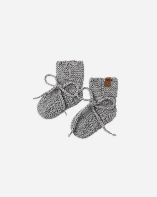 Knit Booties | Heathered Slate | Quincy Mae