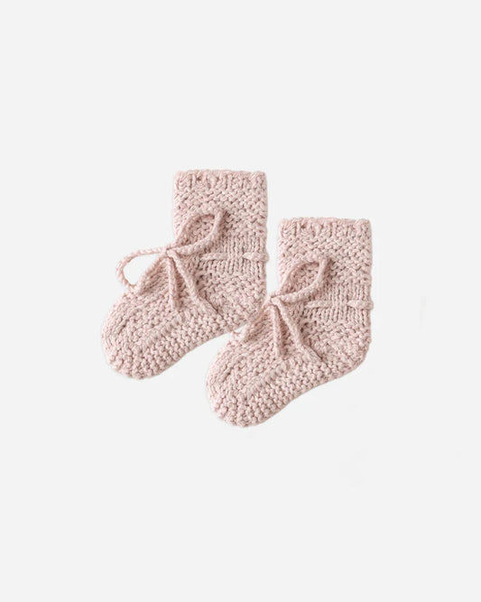 Knit Booties | Rose Speckle | Quincy Mae