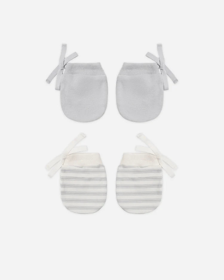 No Scratch Mittens, Set Of 2 | Cloud Stripe, Cloud | Quincy Mae