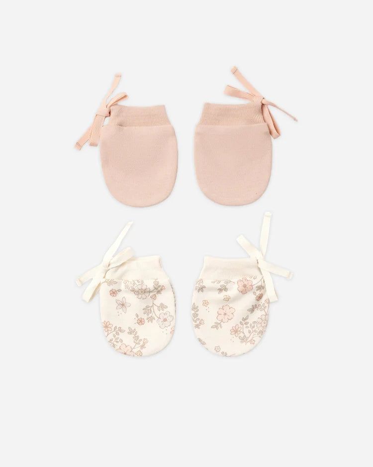 No Scratch Mittens, Set Of 2 | Floral Vine, Dusty Rose | Quincy Mae