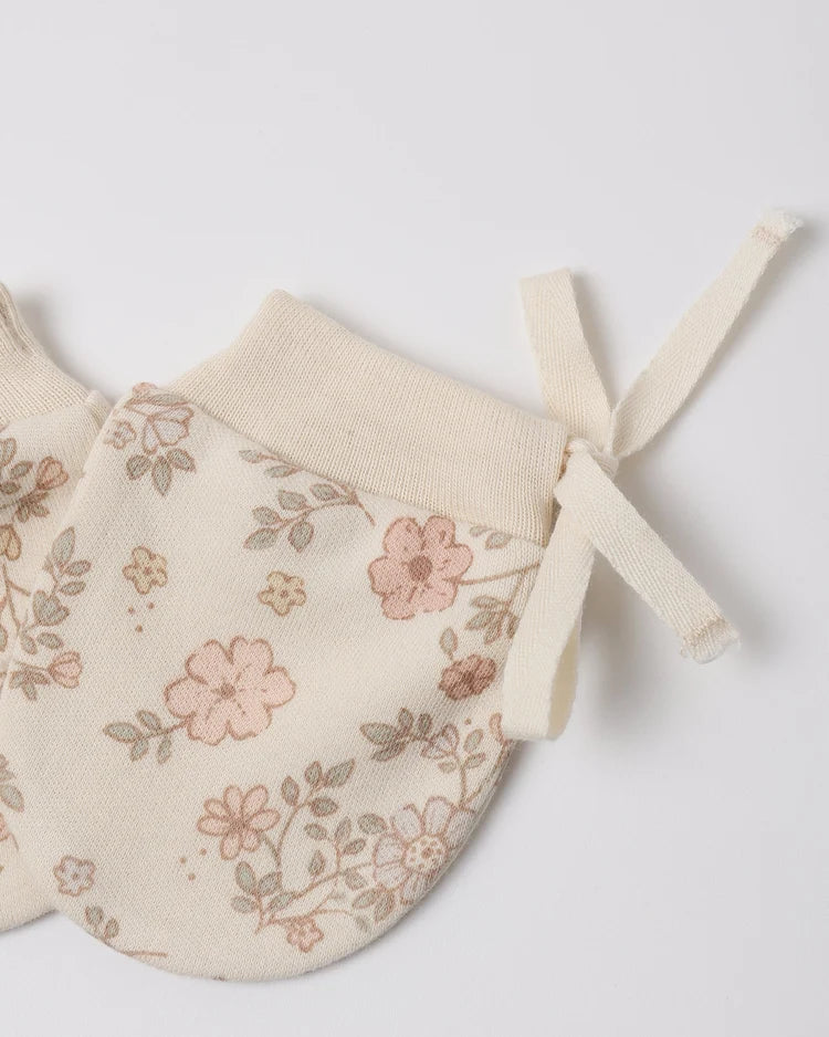 No Scratch Mittens, Set Of 2 | Floral Vine, Dusty Rose | Quincy Mae