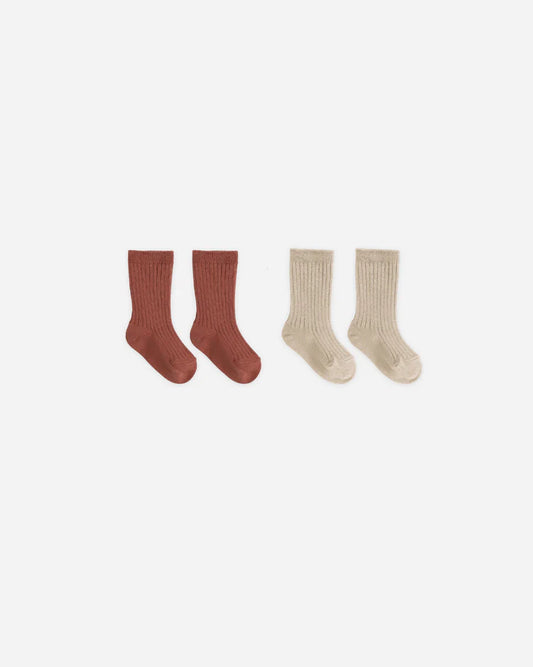 Socks Set | Cranberry, Oat | Quincy Mae