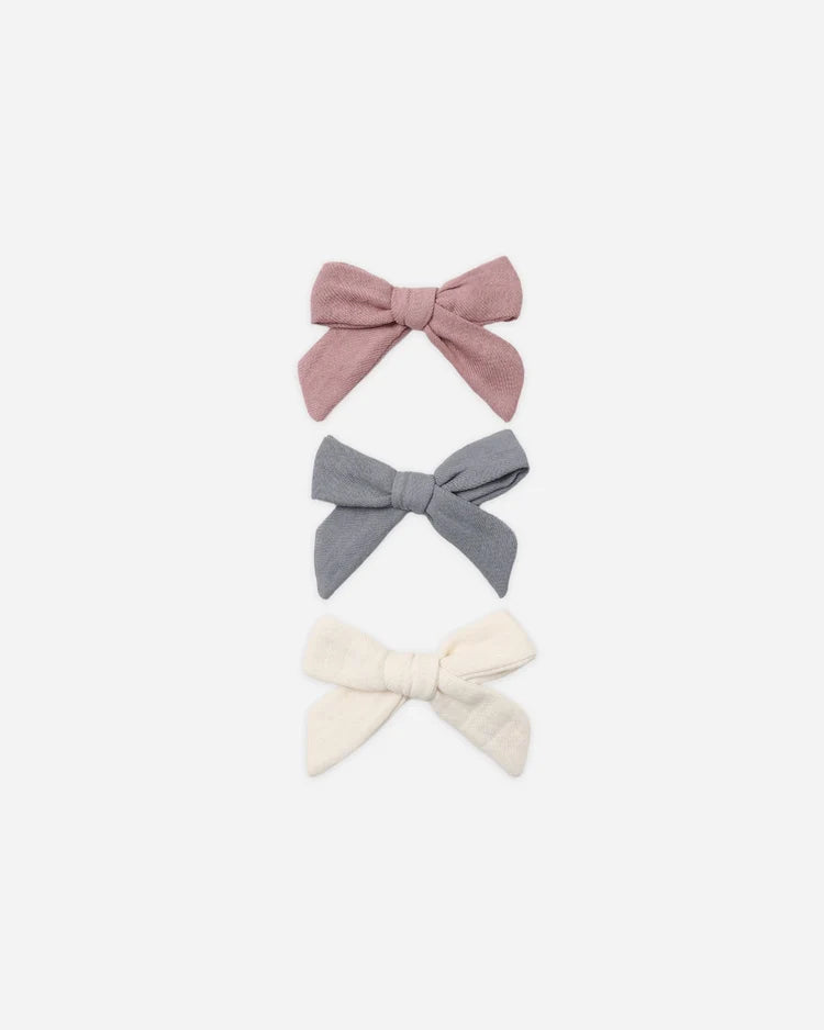 Bow W. Clip, Set Of 3 | Mulberry, Slate, Natural | Quincy Mae