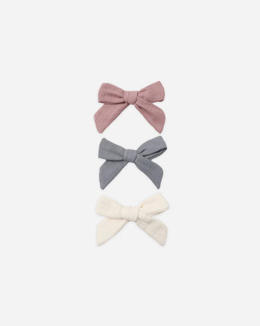 Bow W. Clip, Set Of 3 | Mulberry, Slate, Natural | Quincy Mae