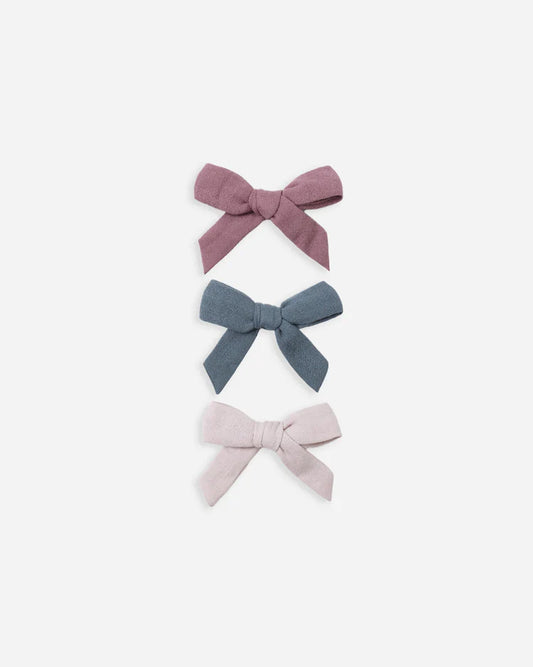 Bow W. Clip, Set Of 3 | Mulberry, Ocean,  Lilac | Quincy Mae