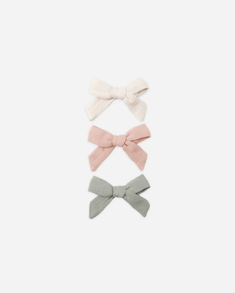 Bow W. Clip, Set Of 3 | Natural, Fern,  Rose | Quincy Mae